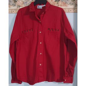 Jeans Wear Large Red Western Cowgirl Vintage Button Down Classic Shirt